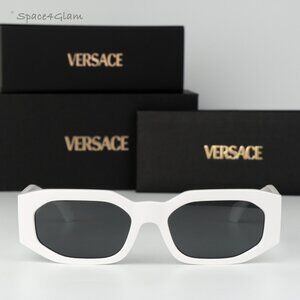 Versace Men Sunglasses White Grey Rectangle VE4489U 314/87 NEW AUTHENTIC